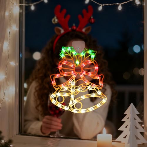 15-Inch Christmas Bell Light with Hanging Suction Cup for Holiday Decor