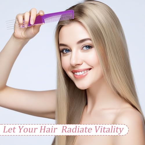 ZEYIYER 2PCS Metal Pick Comb Hair Lift Teasing Combs Blue and Purple