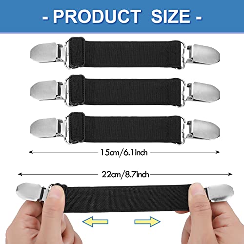 Eurzom 6 Pcs Adjustable Pant Waist Tightener Clips - Black Elastic Straps