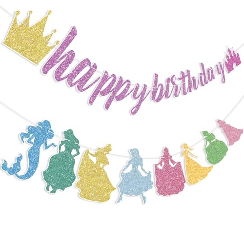 Princess Birthday Party Decorations Set - Pink Castle & Crown Banners