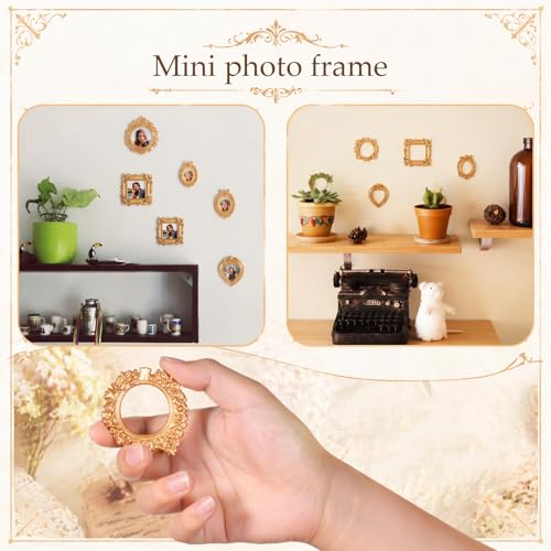 Vintage Gold Resin Mini Picture Frames - 5 Pcs for DIY Craft