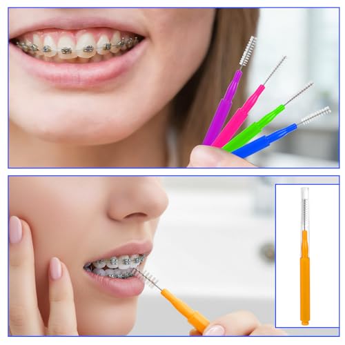 JJUNW 50 Pieces Interdental Brushes Mixed Color Dental Cleaning Tools