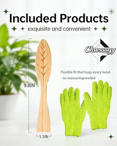 3-Piece Plant Leaf Cleaning Set with Microfiber Tongs & Gloves
