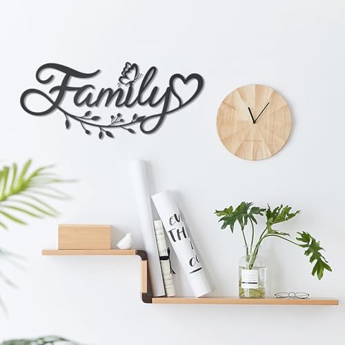 OYEFLY Metal Family Wall Art Decor - 14.5-Inch Black Metal Wall Sign
