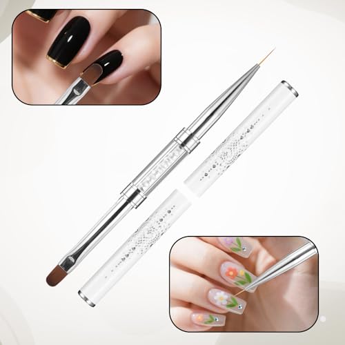 LIQWEI 2 Pcs Double-Ended Nail Builder Gel & Liner Brush Set