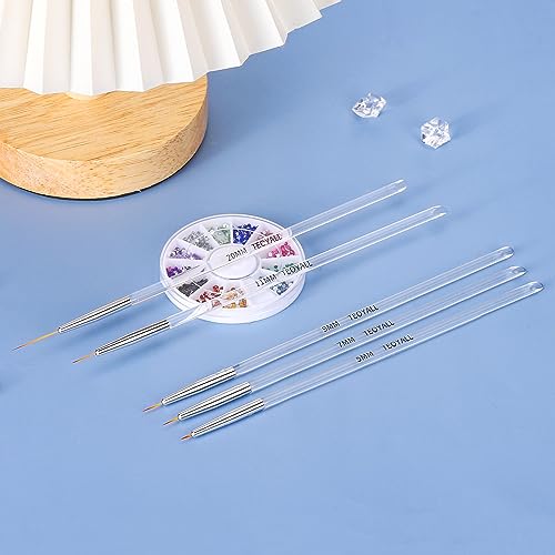 TEOYALL 5Pcs Fine Liner Nail Art Brushes Set - Ultra-Thin Striping Brushes