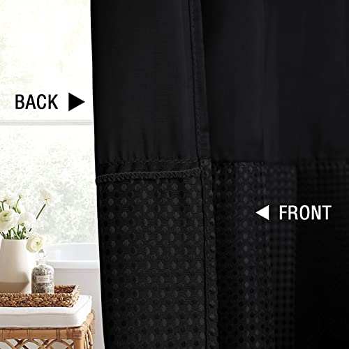 Gibelle Black Shower Curtain, 36x72 Narrow Fabric with Mesh Top Window