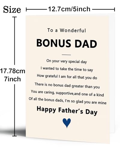 Thoughtful Step Dad Father's Day Card - 5x7 with Kraft Envelope