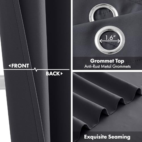 Dark Grey Blackout Curtains - 40x63 Inch, Thermal Insulated, Room Darkening, 2 Panels