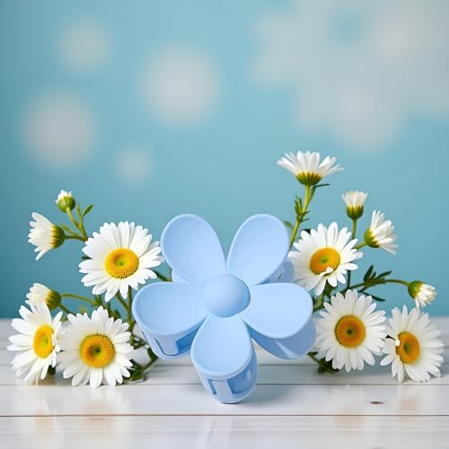 Zhuluck Blue Flower Hair Claw Clip - Large Non-Slip Hair Clip for Thick and Thin Hair