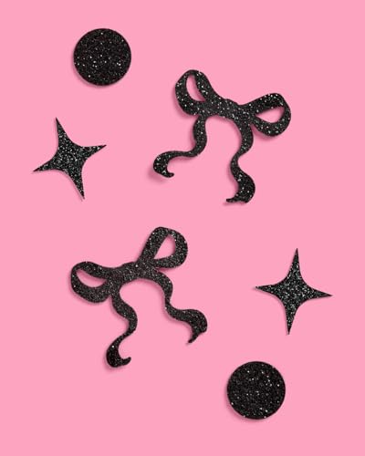 xo, Fetti Small Black Bow Glitter Confetti 200 pcs Bachelorette Birthday Decor