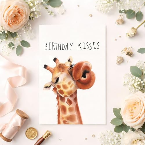 Funny Giraffe Birthday Card | Cute Animal Humor Greeting Card