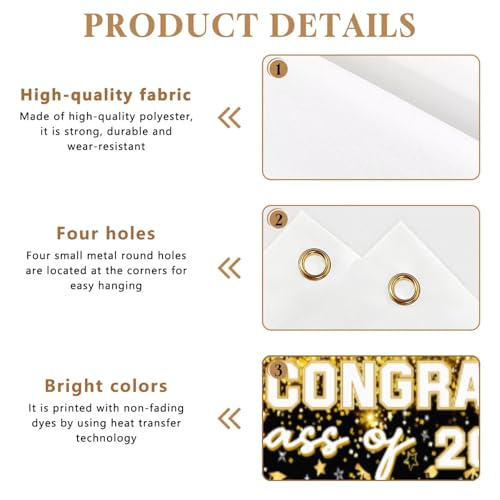 Class of 2026 Graduation Banner Backdrop Gold Party Supplies