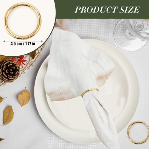 10 Pcs Gold Stainless Steel Napkin Rings - Elegant Table Decor