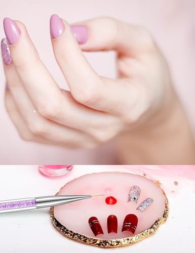 FULINJOY Resin Nail Art Palette and 5 Pcs Double-Ended Nail Brushes Set