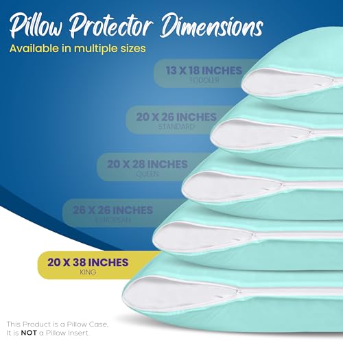 Utopia Bedding King Size Zippered Pillow Protectors Set of 4 - Spa Blue, Waterproof & Bed Bug Proof