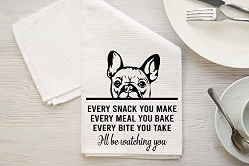 French Bulldog Waffle Weave Kitchen Towel - Every Snack You Make