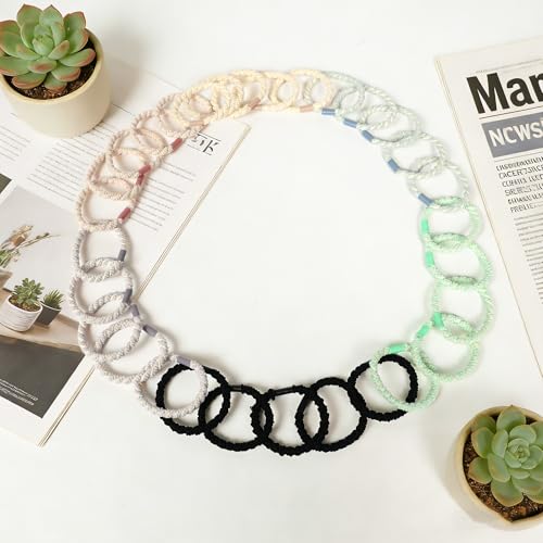 30 Pcs Knotted Hair Ties Elastic Ponytail Holders for Thick and Fine Hair