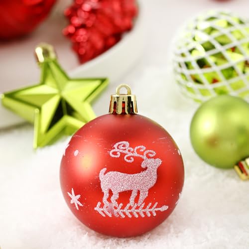 70pcs Shatterproof Christmas Tree Ball Ornaments Set - Red White Variation