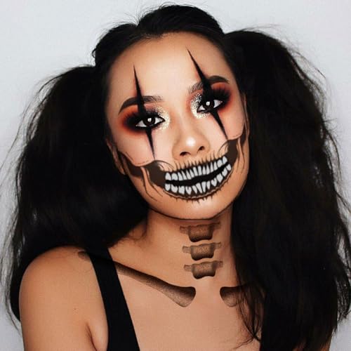 Abxqa Skull Temporary Tattoo Stickers for Halloween & Cosplay