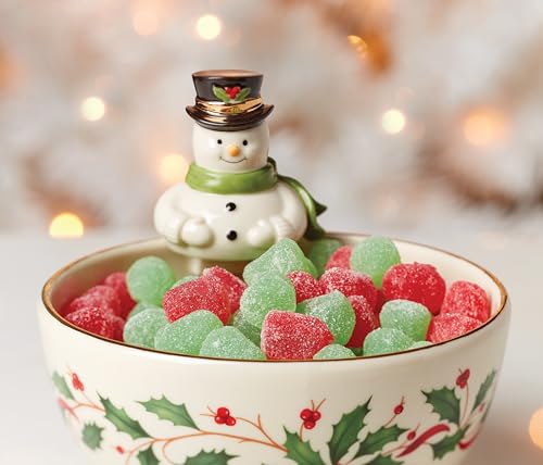 Lenox Holiday Snowman Christmas Candy Bowl - Porcelain Decor, Snowman Variation