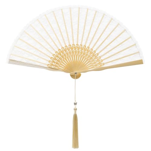 BABEYOND Handmade Lace Folding Hand Fan with Bamboo Ribs