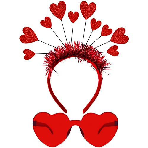 Valentine's Day Red Heart Headband and Sunglasses Party Set