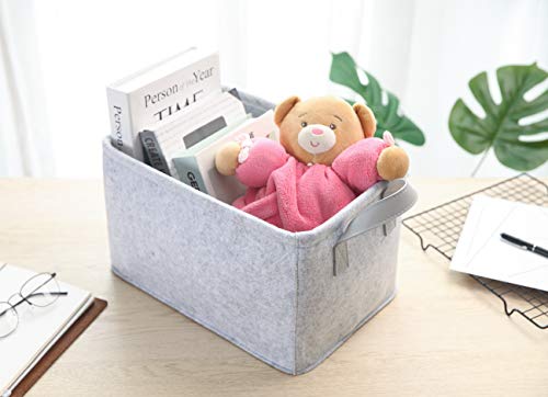 Minoisome Collapsible Felt Storage Basket with Handles - Light Grey