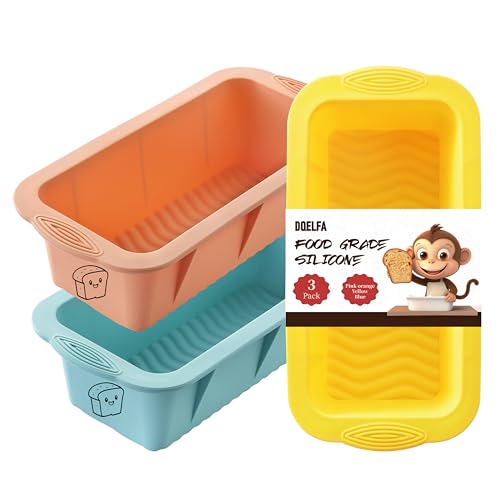 3-Pack Silicone Bread Loaf Pans - Non-Stick & Dishwasher Safe