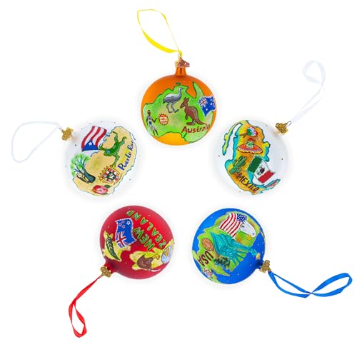 German Glass Hand-Painted Christmas Ornament - 4 Inch Holiday Tree Decor