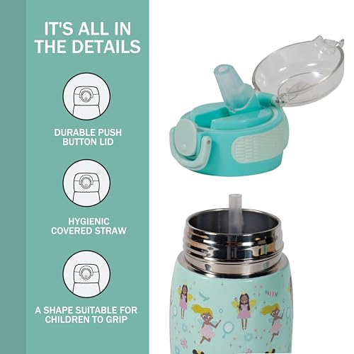 Kids Stainless Steel Water Bottle with Straw Lid - 15oz Insulated Thermos