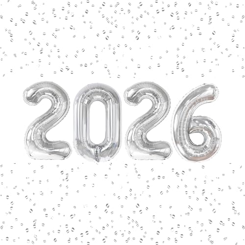 16-Inch Silver Graduation Balloons - Class of 2026 Party Decor