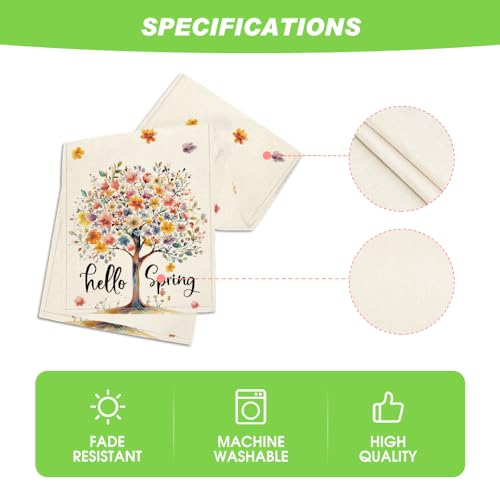 Artoid Mode Bloom Flower Tree Spring Table Runner 13x60 Inch Beige Home Decor