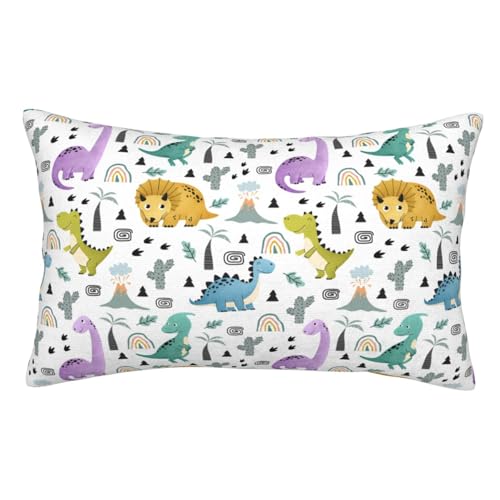 Dinosaurs Pillowcase - Soft Plush Polyester with Zipper, 20x30 inches