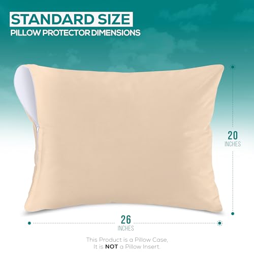 Utopia Bedding Waterproof Pillow Protectors - Standard, Pack of 2, Beige