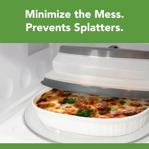 Tovolo Collapsible 13-Inch XL Microwave Splatter Cover Charcoal - Food-Safe Silicone, Vented & Multi-Use