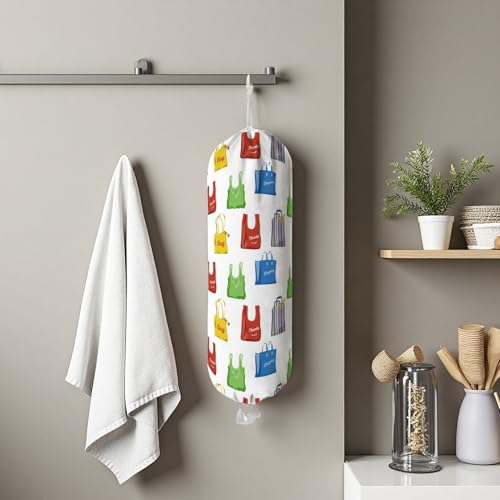 TIBAOLOVER Cat Plastic Bag Holder - Wall Mount Grocery Bag Organizer