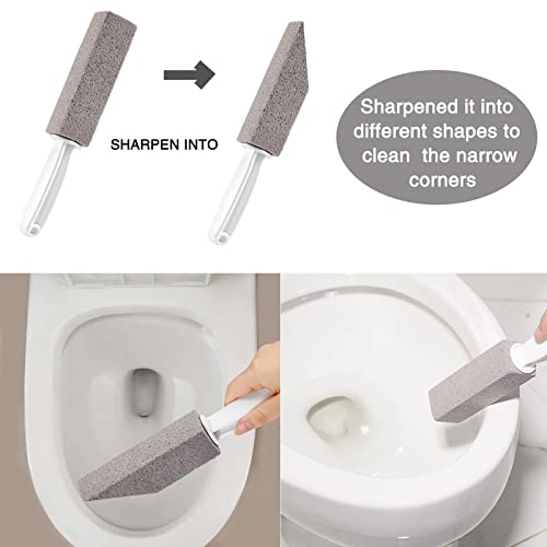 FALAMON Pumice Stone Toilet Bowl Cleaner with Handle - 3 Pack, Gray