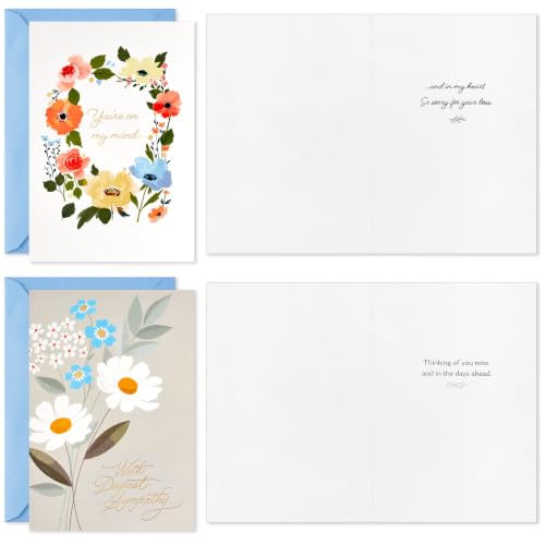 Hallmark Sympathy Cards Assorted Pack - 16 Floral Designs