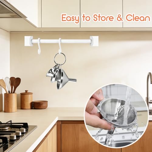 Short Handle Stainless Steel Funnels Set - 3 Pcs Mini Kitchen Funnel for Filling Bottles