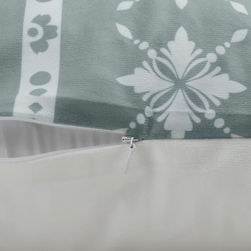 COZZSNUGE Velvet Throw Pillow Covers, Grey Damask Geometric, 18x18 Set of 4