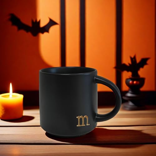 Black Ceramic Coffee Mug 15 oz with Gold Monogram - Variation M