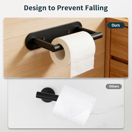 304 Stainless Steel Toilet Paper Holder - Wall Mounted Double Post, Black