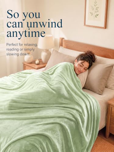Utopia Bedding Twin Size Sage Green Fleece Bed Blanket 60x80 Inches