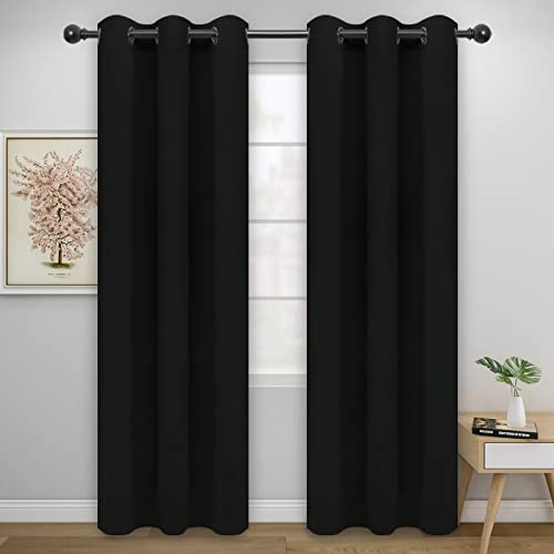 Easy-Going Thermal Blackout Curtains - 42x95 Inch, 2-Panel Set, Black