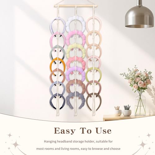 Beige Macrame Headband Holder Organizer for Girls | Hair Accessories Storage