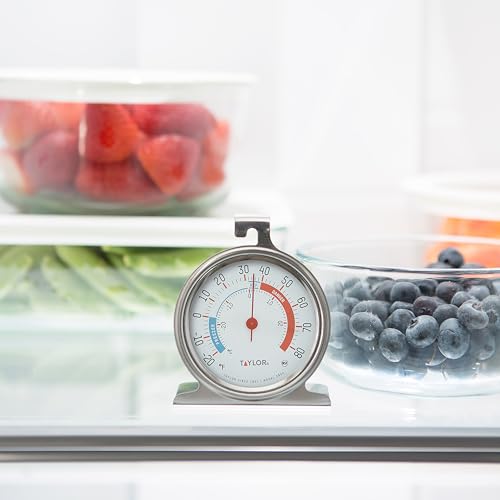 Taylor Refrigerator Freezer Thermometer 2-Pack, 3-Inch Stainless Steel