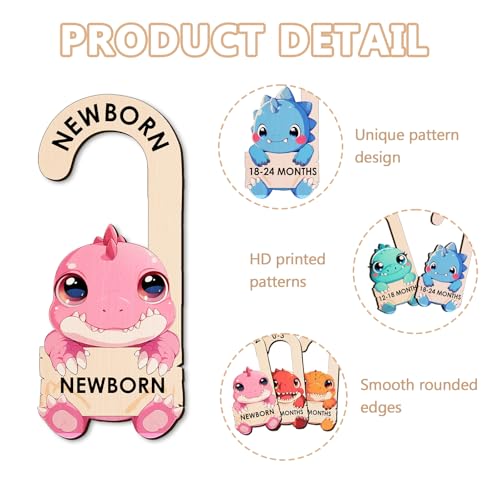 Dinosaur Baby Closet Dividers - Wooden Size Organizers for 0-24 Months