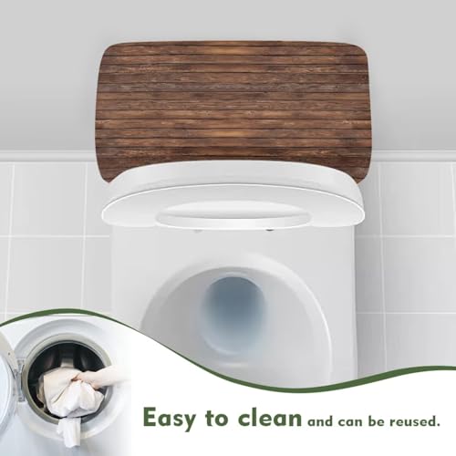 Brown Wood Board Print Toilet Tank Lid Cover - Elastic Protector