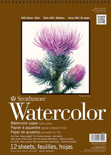 Strathmore 400 Series Watercolor Pad 9x12 inches, 140 lb Cold Press, 12 Sheets